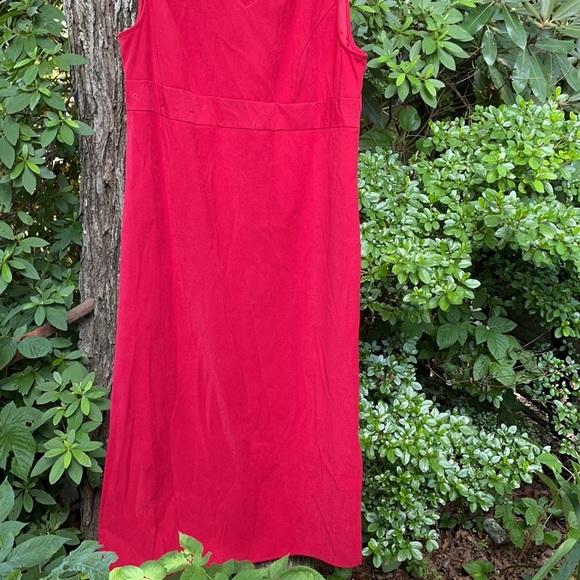 Sag Harbor Red Long Sleeveless V-Neck Dress Collar Plus 14 - Picture 2 of 14